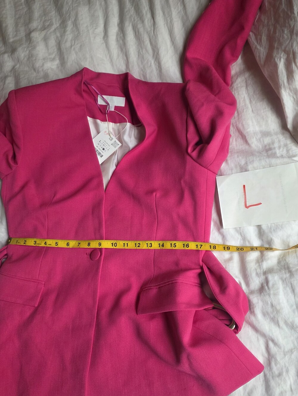 Zara Shoulder Pad Blazer With Buckle Belt Fuschia Bnwt - Picture 10 of 16